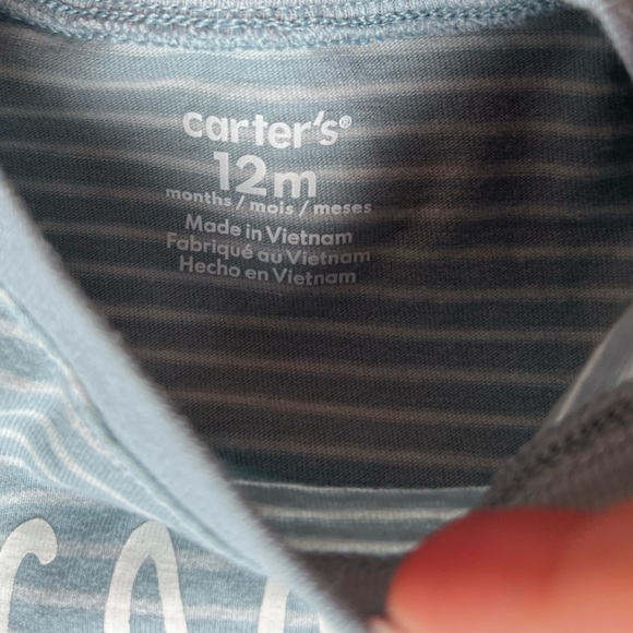 Infant baby toddler 12M Carter's Blue Green Long sleeve snap closure Bodysuits - Picture 5 of 5